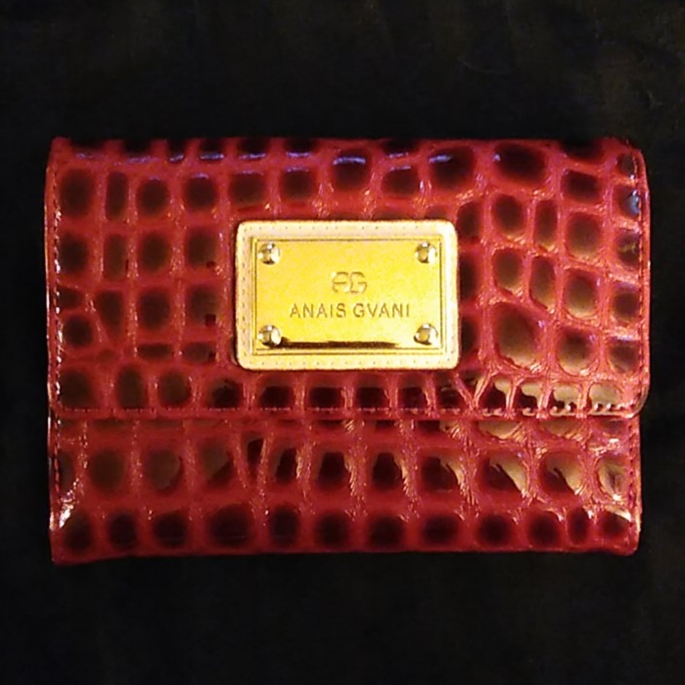 Red Leather Croco Anais Gvani Wallet